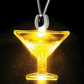 Light Up Necklace - Acrylic Martini Pendant - Amber